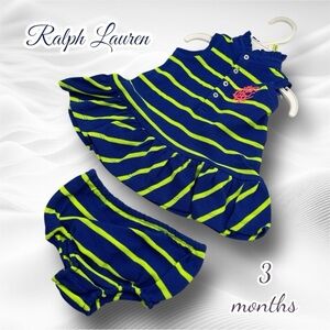 Ralph Lauren NWT Stripe Infant 2 piece Summer Dress and Panty Size 3 months